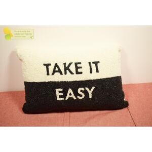 Kate Spade 18"x12" Take It Easy Beaded Throw Pillow Black/Cream*